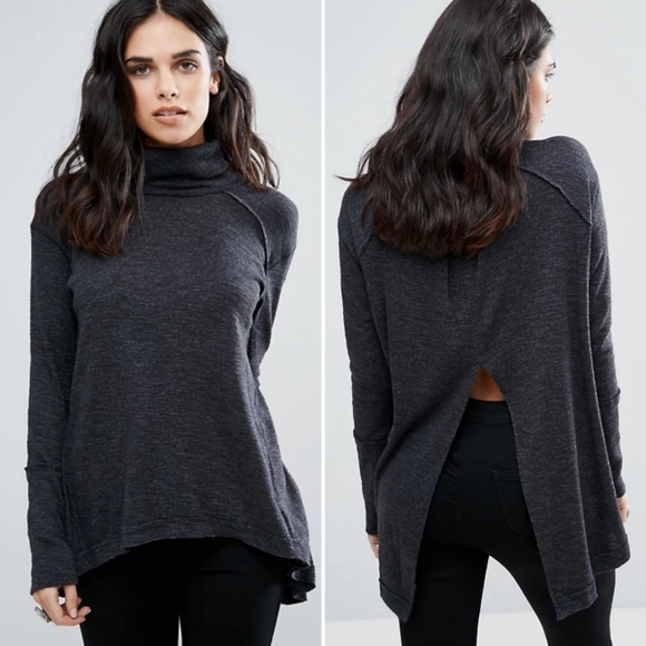 Free People Sweaters - Free People Split Back Turtleneck Top Sweater